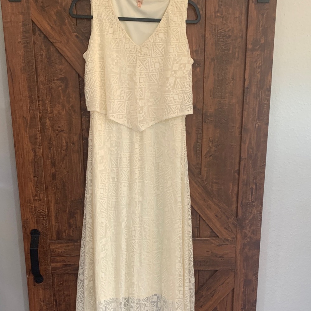 Reba Cream Patterned Maxi Dress